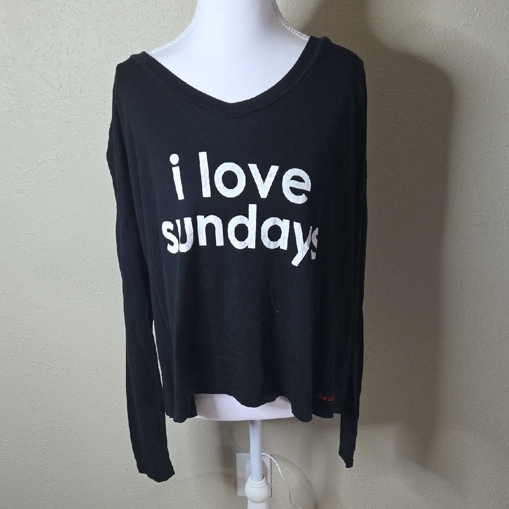 Love Black Long Sleeve Tee with 'I Love Sundays' Print